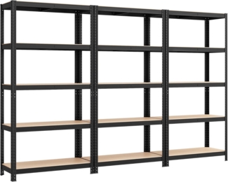 SONGMICS Schwerlastregal, Kellerregal, Lagerregal, 40 x 270 x 180 cm, Regal mit Stahlgestell, bis 875 kg belastbar, 5 verstellbare Ablagen, schwarz GLR040B03