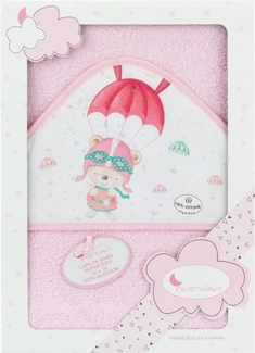 Interbaby 01228-02 Baby Kapuzenbadetuch PARACAIDISTA rosa, Rosa