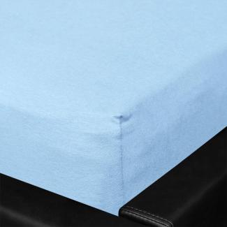 BettwarenShop Jersey Spannbettlaken Multi-Stretch|120x200 - 130x220 cm| hellblau