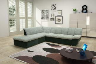 DOMO Collection Splash Ecksofa / L-Form / Größe: 271 cm x 232 cm x 76 cm (BxTxH) / Grobgewebe in weiss-grau & elegante Mircofaser in schwarz / moderne Eckcouch mit breiten Armlehnen