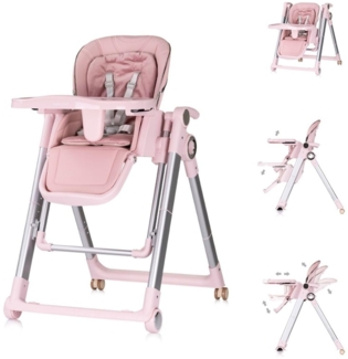 Chipolino Kinderhochstuhl 2 in 1 Super Chef Babyschaukel, Fußstütze, klappbar rosa