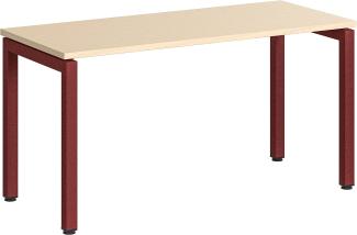 Steelcase Ottima Portico Homeoffice-Schreibtisch in fixer Höhe, Melamin-Tischplatte in der Ausführung Klare Eiche und Gestell in der Farbe Merlot, einfache Montage (140 x 60 cm)