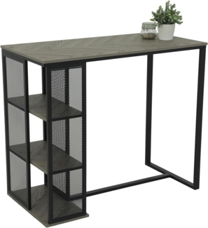 Hela Tische, Bartisch Bistrotisch Klara, Dekor Fischgrät Grau, Metall-Regal-Gestell, 120 x 60 x 103 cm