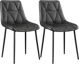 Clevich Esszimmerstühle 2er Set, Bis 200 kg, PU Polsterstuhl, Metallbeine, Stabil, Komfortabel, Einfache Montage, Küchenstühle 81 x 57 x 50CM (Schwarz, 2 Stück)