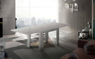 Dmora Esstisch mit Buchöffnung, Made in Italy, Küchenzusatzkonsole, Ausziehbarer Tisch, cm 90x90h75, Farbe Aschgrau