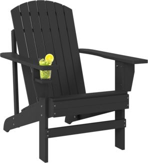 Outsunny Gartenstuhl Adirondack-Gartenstuhl mit Becherhalter (Balkonstuhl, 1 St), Massivholz Schwarz 72 x 94 x 93 cm