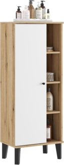 Badezimmer Midischrank Torsby in weiß und Eiche 51 x 128 cm