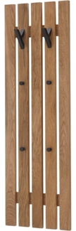 Robas Lund, Wandgarderobe/-paneel BANTRY, Eiche massiv, Natur geölt, 2 große Haken, 4 Haken, B/H/T: 38/120/14 cm