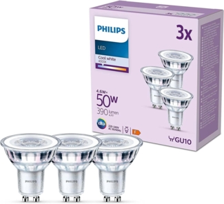 Philips LED classic Lampe 50W GU10 Kaltweiß 390lm Silber 3er P