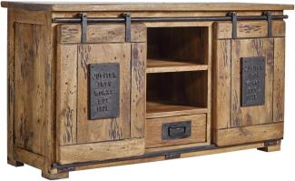 Massivmoebel24 Sideboard (Sideboard Mango 128x45x70 natur lackiert RAILWAY #102)