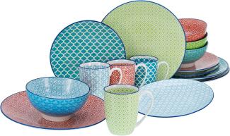 CreaTable Kombiservice Geschirr-Set Mediterran (16-tlg), 4 Personen, Steinzeug, Service, 16 Teile, für 4 Personen