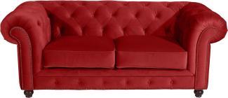 Orleans Sofa 2-Sitzer Samtvelours Ziegel Buche Nussbaumfarben