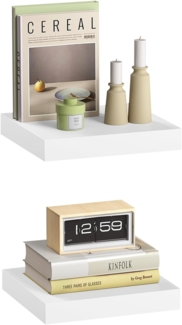 eSituro Wandregal, schwebendes weißes Regale für Wandmontage, 2er-Set Schweberegal Hängeregal Wandbrett im Wohnzimmer Schlafzimmer Küche Badezimmer, 25 x 3,8 x 22,9 cm