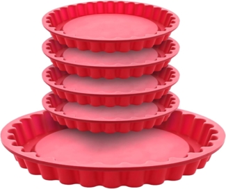Coolinato Backform Coolinato Silikon Tarteform 5tlg. ROT, inkl. Rezepte, (5-tlg)