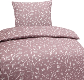 JACK Bettwäsche 135x200cm Botanica in Rot Grün Grau, Renforcé, 2 teilig, Pflanzendesign in verschiedenen Farben