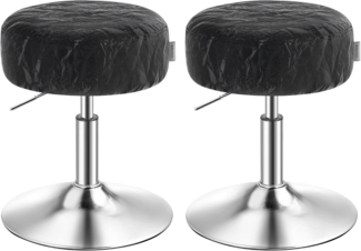 VASAGLE Schminkhocker 2er Set, Schminkstuhl, Sitzhocker, höhenverstellbar, 360° drehbar, PU, Dicke Polsterung, für Schlafzimmer, Küche, Esszimmer, modern, tintenschwarz ZH2504014