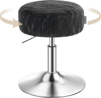 VASAGLE Schminkhocker 2er Set, Schminkstuhl, Sitzhocker, höhenverstellbar, 360° drehbar, PU, Dicke Polsterung, für Schlafzimmer, Küche, Esszimmer, modern, tintenschwarz ZH2504014