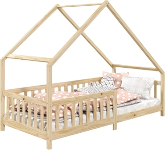 IDIMEX Kinderbett CORA, Hausbett Tipibett Kinderbett Montessori Bett Kiefer 90 x 200 mit Rausf