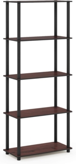 Furinno 5-Ebenen Mehrzweck-Regal, holz, Dunkle Kirsche/Schwarz, 29. 46x59. 94x145. 8 cm