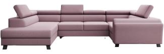 Designer Sofa Emilio mit Schlaf- und Klappfunktion Stoff Rosé Links