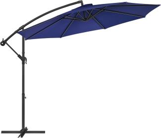 Songmics Sonnenschirm, Ampelschirm Ø 300 cm, mit Kurbel zum Öffnen und Schließen, Sonnenschutz, Gartenschirm, UV-Schutz bis UPF 50+, für Garten, Terrasse, marineblau GPU016L01