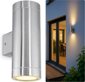 SSC-LUXon LED Außen-Wandleuchte LED Wandleuchte TIRA Edelstahl Up & Down IP44 Aussenleuchte, Warmweiß