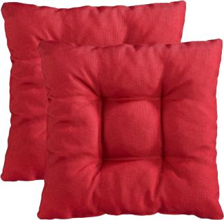 Traumnacht Stuhlkissen Cozy 2er Set, Bequeme Sitzkissen für Gartenstuhl, Küche oder Esszimmer, Indoor u. Outdoor, 38 x 38 x 6 cm, rot