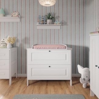 Vitalispa Wickelkommode Weiß 108 x 98 cm mit 2 Schubladen, Ajaton