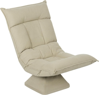 HOMCOM Bodenkissen Bodenstuhl Drehbar Bodensessel mit 5-Fach Verstellbarer Rückenlehne, für Wohnzimmer Gaming & Lesen Beige
