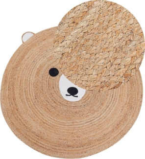 Jute Kinderteppich Bär ⌀ 120 cm Beige KOSALAR