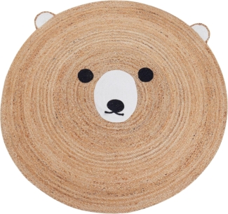Jute Kinderteppich Bär ⌀ 120 cm Beige KOSALAR