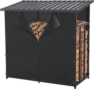 Brennholzregal Yakutat Schwarz 145x143x70 cm [casa. pro]