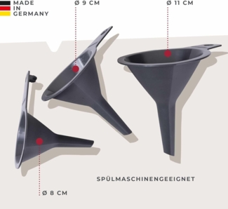 FACKELMANN Trichter Set, Küchentrichter, Universaltrichter, Fülltrichter, Einfüllhilfe