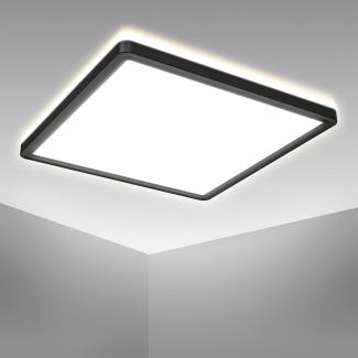 B.K.Licht Deckenleuchte ultra-flach LED Decken-Panel 29x29cm mit Backlicht schwarz - BKL1330, LED fest integriert, 4000K - Neutralweiß, 4000K Deckenlampe 230V 18W 2400lm Büro Küche Wohnzimmer Bad