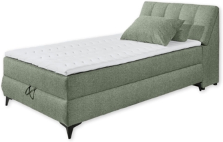 ATLANTIS 6 Boxbett 120x200 in Olive - Bequemes Einzelbett mit Bettkasten und Kaltschaum Topper - 125 x 102 x 240 cm (B/H/T)