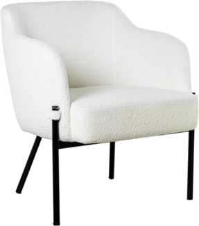 DRW Stoffsessel mit Metallbeinen in Ecru und Schwarz, 44 x 73 x 81 cm