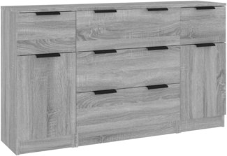 vidaXL 3-tlg. Sideboard-Set Grau Sonoma Holzwerkstoff 3115826