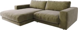 Ecksofa Cubico 250x190 cm Samt Olive Recamiere links