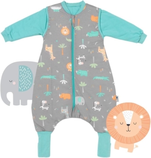 schlummersack Schlafsack mit Füßen ganzjährig 2.5 Tog 120 cm Safari | Kinder Schlafsack mit Beinen und verlängerten Bündchen für eine Körpergröße 120-130cm | Ganzjahres Füßen 2.5 Tog