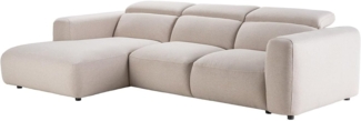 Vente-unique - Ecksofa links – melierter Stoff – Beige – NELORIM