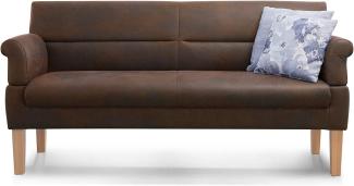 Cavadore 3-Sitzer Sofa Kira mit Federkern / Sitzbank für Küche, Esszimmer / Inkl. Armteilfunktion / 189 x 94 x 81 / Antiklederoptik braun