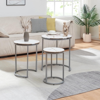 Satztisch Bornholm im 3er Set Marmor, weiß [en. casa]