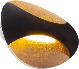 LED Wandleuchte, schwarz blattgold, H 15 cm