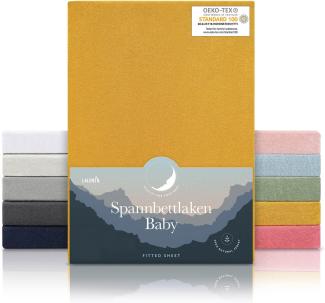 Laleni Basic Spannbettlaken Stubenwagen rechteckig 42x81 cm - Oeko-Tex Zertifiziert, 100% Baumwolle, atmungsaktives Spannbetttuch Jersey Baby, 135 g/m², Spicy Mustard - Gelb