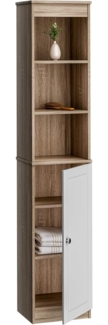 Casaria Badregal Oslo, 170x34x26cm 6 Fächer Magnetverschluss Lamellentür Bad Hochschrank