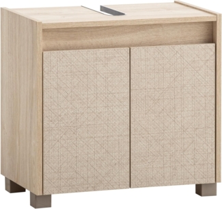 Schildmeyer Waschbeckenunterschrank Sander 160304, weißeiche Dekor/Canasta Dekor, 57 x 33 x 54,6 cm