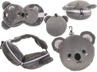 Plüsch Reisekissen für Kinder mit Augenmaske verschiedene Ausführungen 2in1 Koala