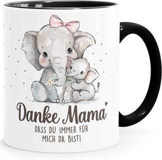 SpecialMe Tasse Kaffee-Tasse Danke Mama, dass du immer für mich da bist! Elefant, Keramik