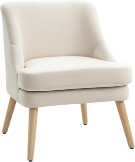 HOMCOM Esszimmerstuhl Küchenstuhl mit Armlehne Polsterstuhl Wohnzimmerstuhl Bürostuhl für Wohnzimmer Schlafzimmer modernes Design Leinen-Touch Holz Weiß 63 x 69 x 79,5 cm