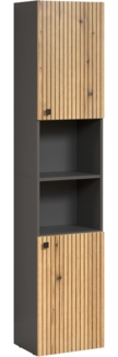 Badezimmer Hochschrank Bliss in Evoke Eiche und grau 40 x 186 cm